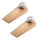 2 Pieces White And Black Etched Ceramic Wooden Door Stopper